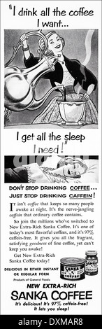 1950s advertisement for Sanka Coffee advert in American magazine circa 1954 Stock Photo