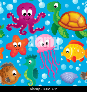 Seamless background sea theme 2 - picture illustration. Stock Photo