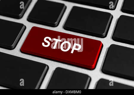red stop button on keyboard, business financial concept Stock Photo