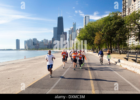 Chicago, Illinois, United States of America, Hancock Tower and downtown skyline from Lake Michigan Stock Photo