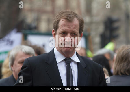 Westminster London, UK. 27th March 2014. Former Director of Communications at Downing Street Alastair Campbell as one of many guests and dignitaries attending the funeral service of former Labour MP Tony Benn at St Margaret's Church in Westminster Credit:  amer ghazzal/Alamy Live News Stock Photo