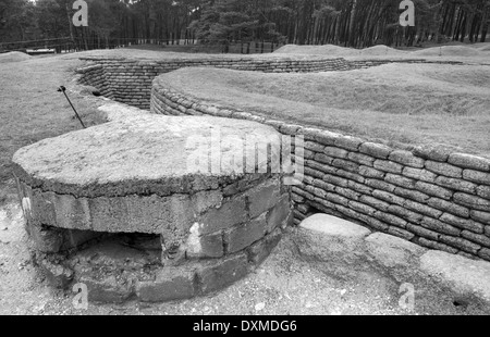 Reconstructed Canadian WW1 trenches at Vimy Ridge, near Arras, northern France. Stock Photo