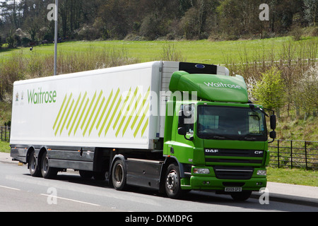 A Waitrose truck traveling on a road in Coulsdon, Surrey, England Stock Photo