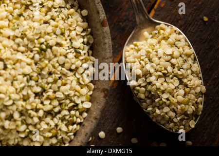 Healthy Organic Hulled Hemp Seeds in a Bowl Stock Photo