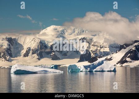 Mountains on the Antarctic Peninsular from the Gerlache Strait Stock Photo