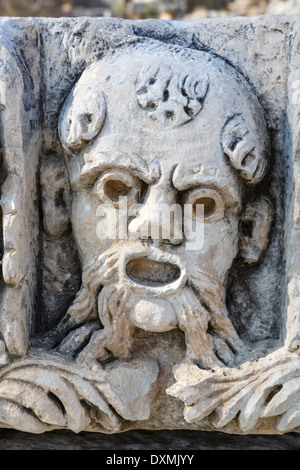 Carving in the ancient ruins at Myra, Demre, Antalya Province, Lycia, Turkey Stock Photo