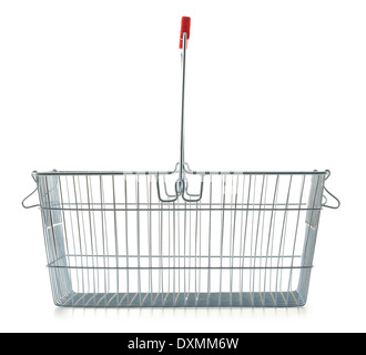 Empty wire shopping basket isolated on white Stock Photo