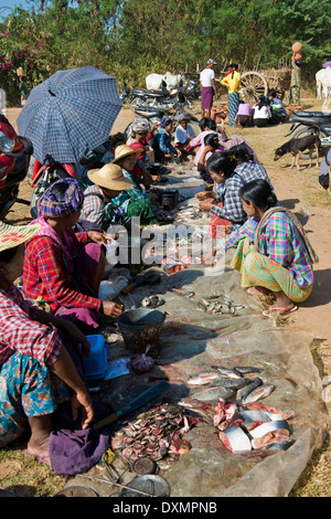 Myanmar, surrounding of Bagan, traditional market Stock Photo