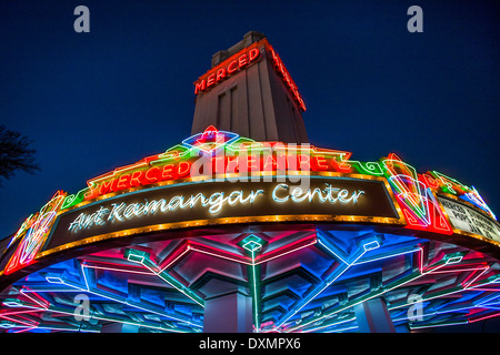 Opened in 1931, the Merced Theater in Merced, CA, is an example of Spanish Colonial Revival architecture Stock Photo