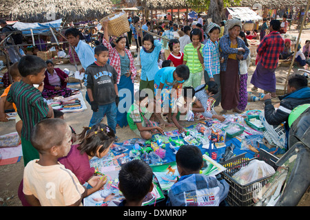 Myanmar, surrounding of Bagan, traditional market Stock Photo