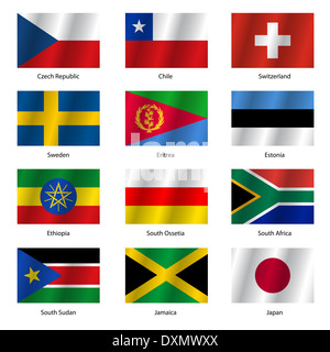 Set  Flags of world sovereign states. Vector illustration. Stock Photo