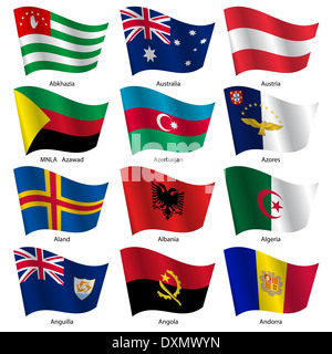 Set  Flags of world sovereign states. Vector illustration. Stock Photo