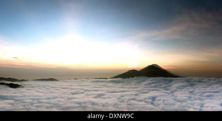 Sunrise over Mt Batur volcano sky Bali Indonesia Stock Photo - Alamy