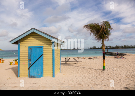 Colorful kiosks along Junkanoo Beach in Nassau, Bahamas Stock Photo