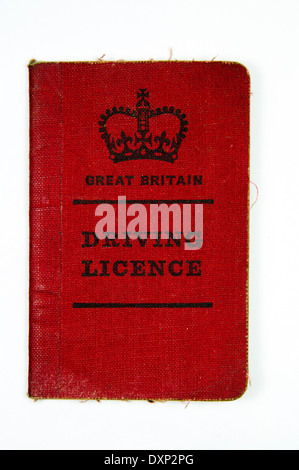 Old red British driving license Stock Photo