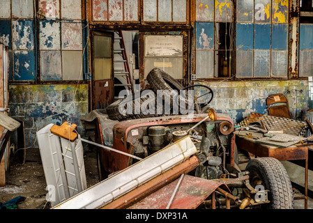 Old abandoned airplane hanger Stock Photo