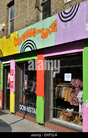 Vintage second hand clothes shop in Cheshire Street, Shoreditch, London, UK. Stock Photo