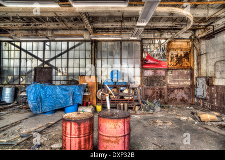 Old abandoned airplane hanger Stock Photo