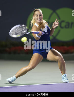 Key Biscayne, Florida, USA. 27th Mar, 2014. Key Biscayne - March 27: DOMINIKA CIBULKOVA (SVK) in action here loses 57, 62, 36 to Li Na(CHN) during their Semi-Final match at the 2014 Sony Open Tennis tournament. (Photos by Andrew Patron) © Andrew Patron/ZUMAPRESS.com/Alamy Live News Stock Photo