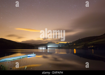 Long exposure of Ladybower Reservoir at night, Peak District Stock Photo