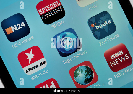 Oldenburg, Germany, news apps on a smartphone Stock Photo