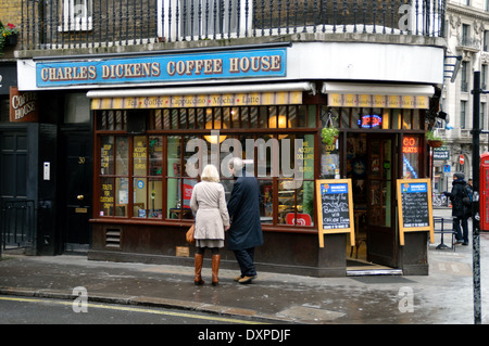 Charles Dickens Coffee house in Wellington Street Covent Garden. Charles Dickens had attic rooms above the coffee shop. Stock Photo