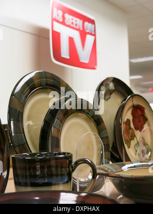 As Seen on TV retail shop sign at the entrance to a store selling products  advertised on television through infomercials; As Seen on TV brand name  Stock Photo - Alamy