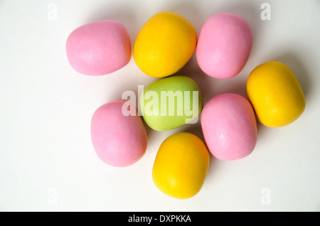 Confection close up in different colours on white background Stock Photo