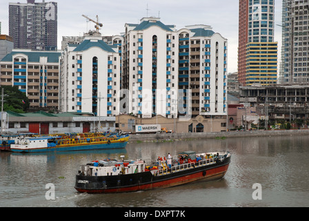 Cargo Boat, Manila, Phillippines. Stock Photo