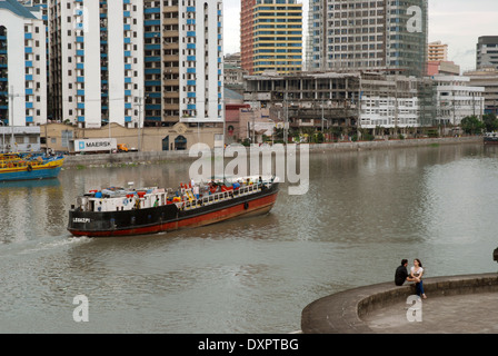 Cargo Boat, Manila, Phillippines. Stock Photo