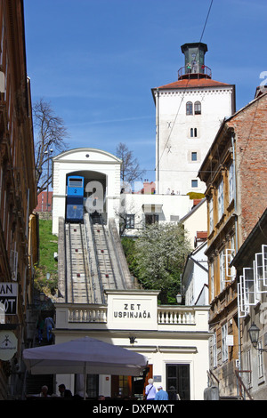 Zagreb Funicular, connecting the Ilica street with Strossmayer promenade, the funicular was built in 1890 Stock Photo