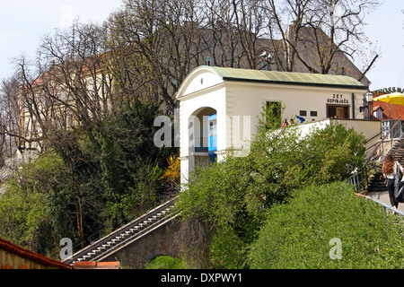 Zagreb Funicular, connecting the Ilica street with Strossmayer promenade, the funicular was built in 1890 Stock Photo