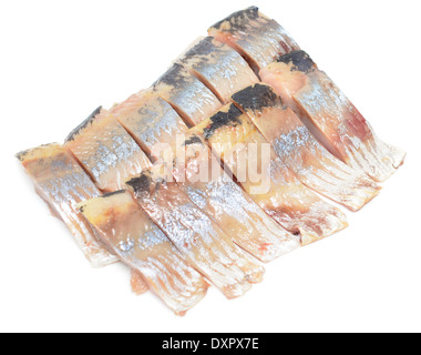 pieces of herring on white Stock Photo