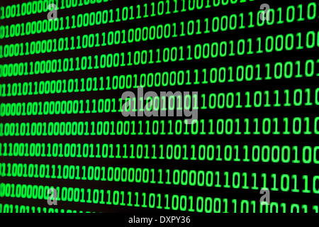 binary code on green screen Stock Photo