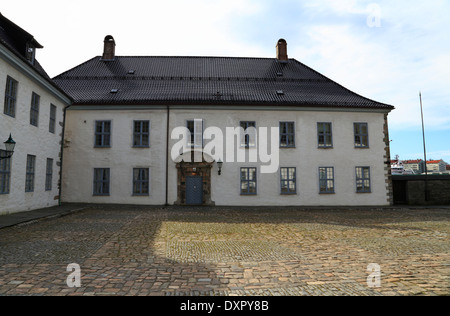 Buildings inside the courtyard of Bergenhus Fortress, Bergen, Norway Stock Photo