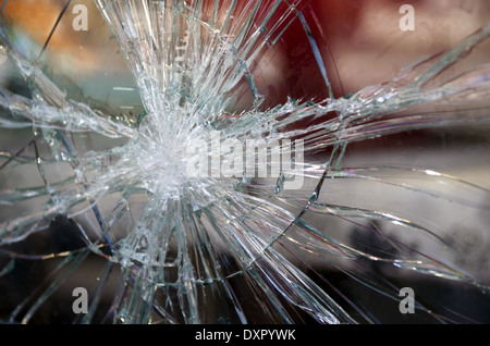 Broken shop window glass in Venice , Italy Stock Photo