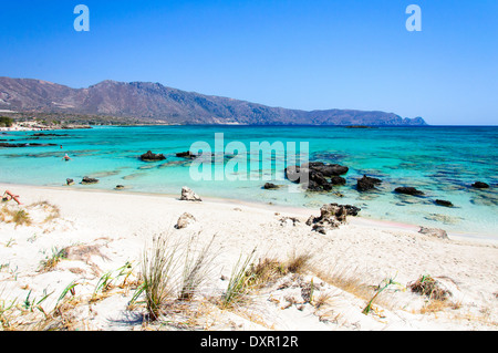 Elafonisi or Elafonissi, 'deer island' in Greek, one of the amazing beaches of Crete Stock Photo