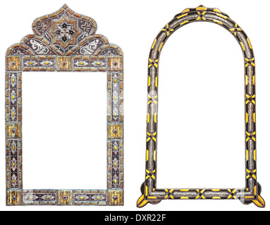Antique Moroccan style mirrors with decorative isolated on white background Stock Photo