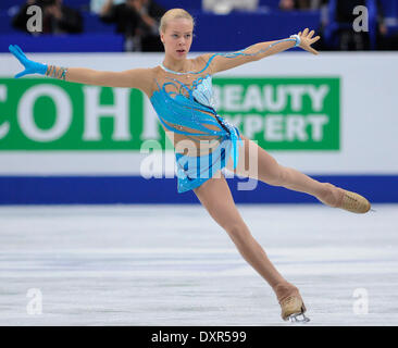 Saitama, Japan. 29th Mar, 2014. Anna Pogorilaya of Russia performs at the women's free program during the International Skating Union's (ISU) World Figure Skating Championships in Saitama, Japan, March 29, 2014. Credit:  Stringer/Xinhua/Alamy Live News Stock Photo