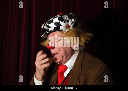 Famous Russian clown Oleg Popov, at age 83, prepares for his new show 'Magic Life' in Dresden, Germany. Stock Photo