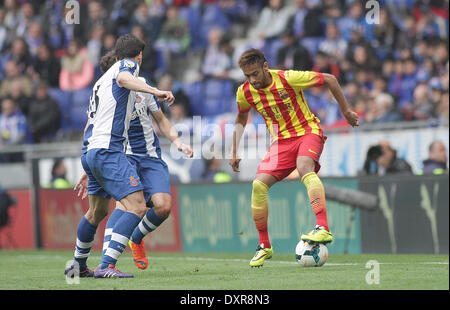 Barcelona, Spain. 29th Mar, 2014. Neymar during the Spanish La Liga game between Espanyol and Barcelona Credit:  Action Plus Sports/Alamy Live News Stock Photo