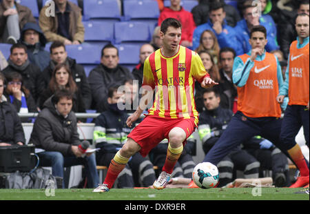 Barcelona, Spain. 29th Mar, 2014. Messi during the Spanish La Liga game between Espanyol and Barcelona Credit:  Action Plus Sports/Alamy Live News Stock Photo