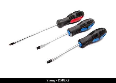 Three screw-drivers isolated on a white background Stock Photo