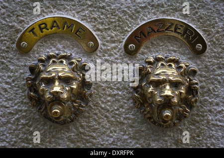 A modern intercom doorbell panel on the old facade in Venice Stock Photo