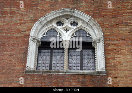 Architectural details on the facade close to The bridge of sights in Venice Stock Photo