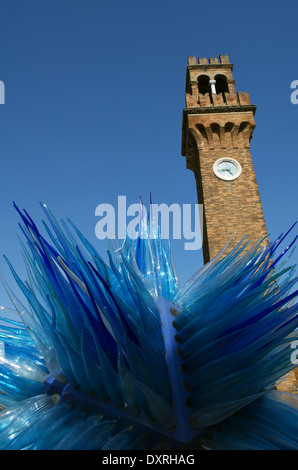 Blue murano glass sculpture in island Murano in Venice Stock Photo