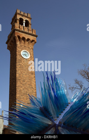 Blue murano glass sculpture in island Murano in Venice Stock Photo