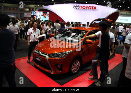 Bangkok, Thailand. 28th March 2014.  Toyota Yaris on display during The 35th Bangkok International Motor Show . The 35th Bangkok International Motor Show; will be held from March 26 to April 6 Credit:  John Vincent/Alamy Live News Stock Photo