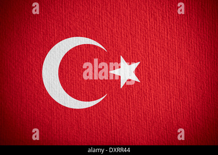 flag of Turkey or Turkish banner on paper background Stock Photo