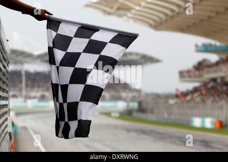 Sepang, Malaysia. 30th Mar, 2014. Motorsports: FIA Formula One World Championship 2014, Grand Prix of Malaysia, finish flag, Flagge, Fahne, finishflag, Zielflagge, Zielfahne, feature Credit:  dpa picture alliance/Alamy Live News Stock Photo